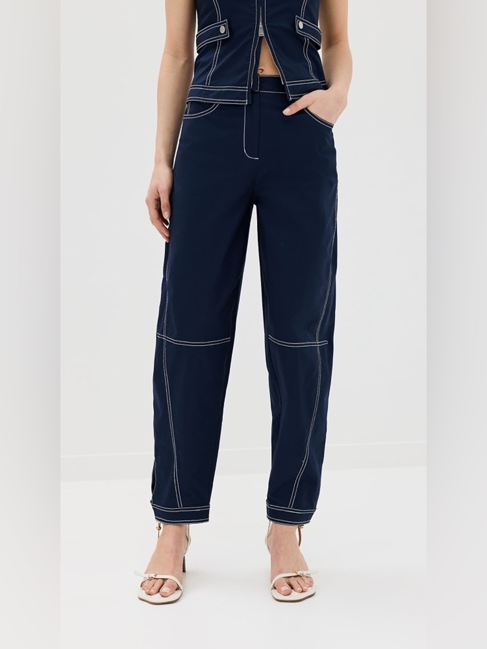 SIMKHAI Kairi Curved Leg Barrel Pant Midnight Blue Size 4